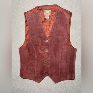 Vintage Company B Casual Wear Vest  Suede Leather Pattern Lined Buttons Size 6